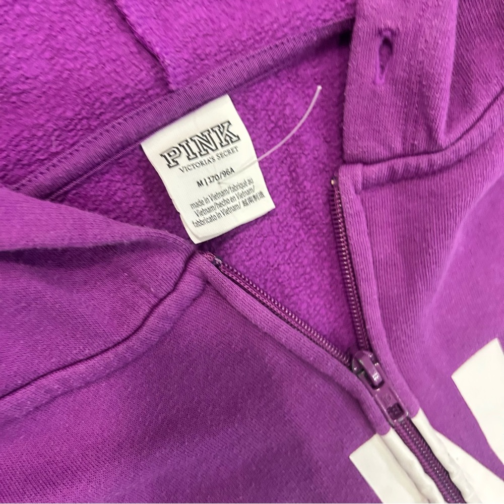 PINK Victoria's Secret Purple Full-Zip Hoodie with White Logo - Picture 3 of 5